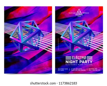 Party Flyer Layout with Vibrant colors. 80s style. Abstract Flyer design. 3d rendering. - Powered by Shutterstock