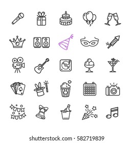Party Icon Thin Line Set for Web Pixel Perfect Art. Material Design. illustration