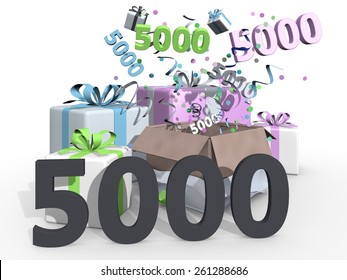 A Party With Presents And Confetti For Number 5000