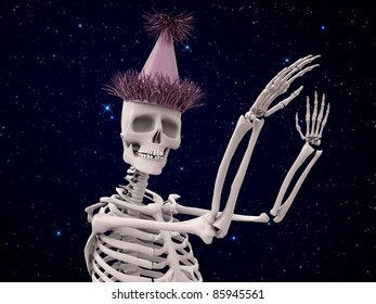 Party Skeleton Dancing Under The Stars