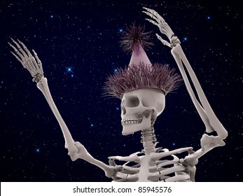 Party Skeleton Dancing Under The Stars