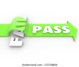 Pass Vs Fail Arrow Over Word Success Grade Exam Test