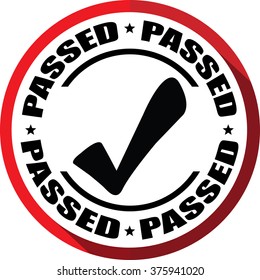 Passed red, Button, label and sign.
