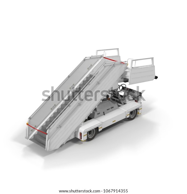 Passenger\
Boarding Stairs Car on white. 3D\
illustration
