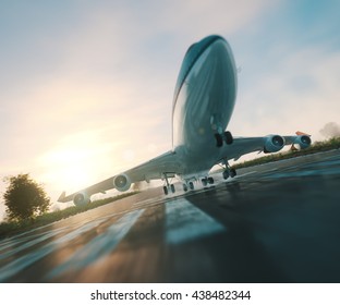 Passenger Plane Take Off From Runways Travel Business Background Concept 3d Illustration