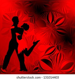 Passion Of Tango With A Red Background. Raster