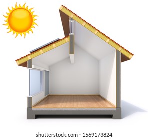 Passive Solar House Concept - 3D Illustration