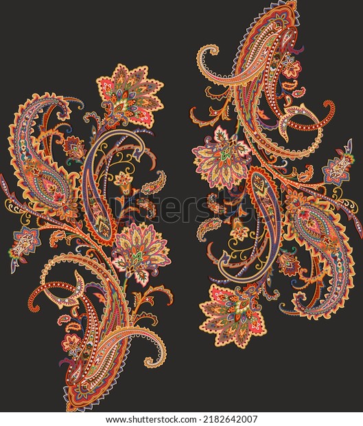 Passley Art Style Motif Beautiful Colours Stock Illustration 2182642007 ...