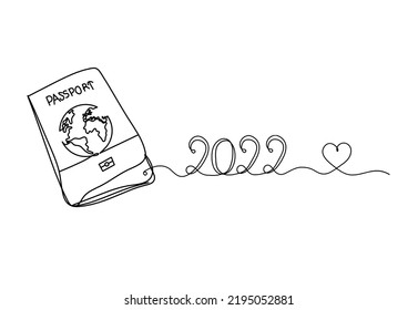 Passport 2022 Line Drawing On White Stock Illustration 2195052881 ...