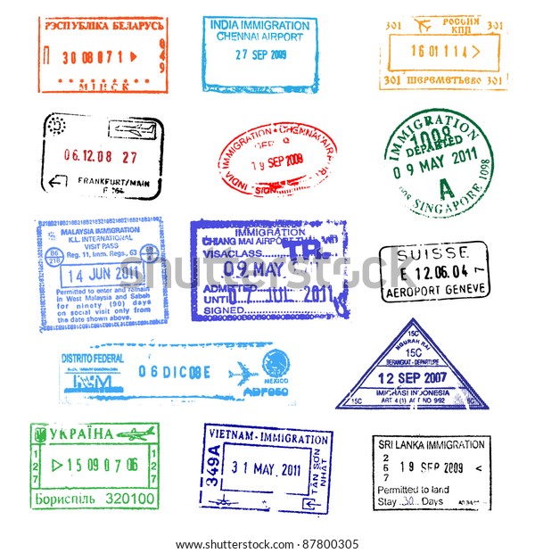 Passport Stamps On White Background Stock Illustration 87800305 ...