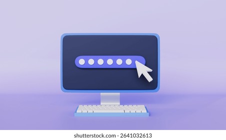 Password secure login access with computer monitor with keyboard