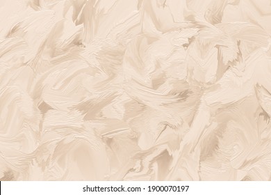 Pastel Beige Oil Paint On The Wall, Fluid Art, Liquid Paints On The Wash Drawing, Digital Color Art Background, Aquarelle Texture. Abstract Light Brown Pattern. Smeared Watercolor, Stained Wallpaper.