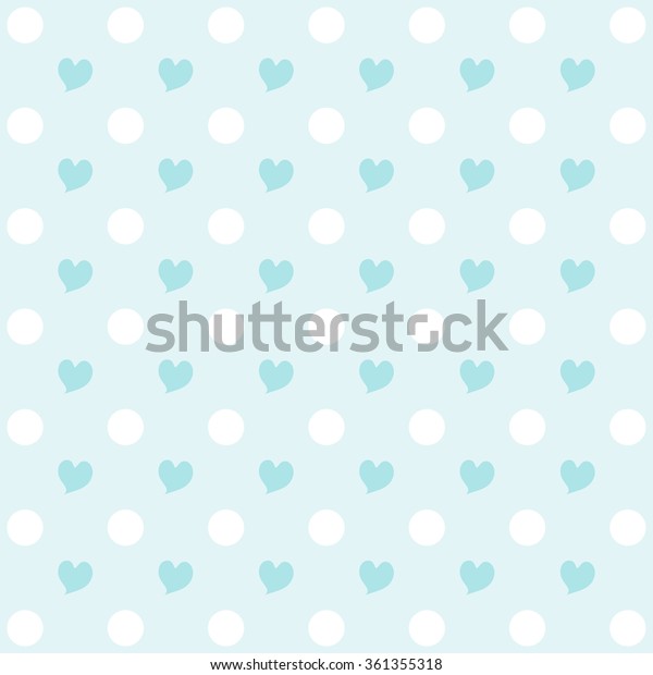 Pastel Blue Heart Pattern White Dot Stock Illustration 361355318