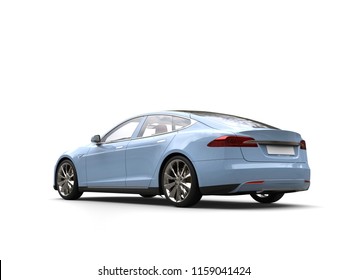 Pastel Blue Modern Electric Sports Car - Rear View - 3D Illustration