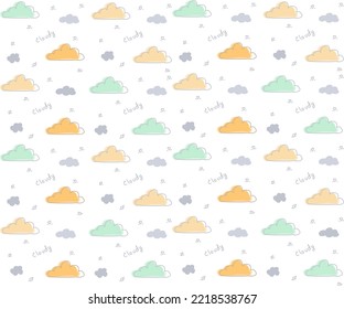 Pastel Cloudy  Seamless Pattern,nature Seamless Pattern ,weather Pattern For Print, ,paper,fashion,fabric And Wallpaper,towels,blanket And Pillow Pattern