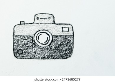 Pastel drawing. Illustration of vintage camera. Photography concept. Photography day - Powered by Shutterstock