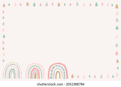 Pastel Frame, Cute Doodle Rainbow Border Design