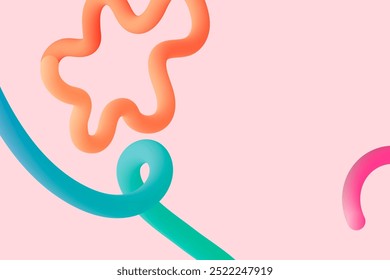 Pastel pink background, 3D squiggle, funky design. Abstract colorful background. Abstract colorful cute wallpaper. Bold shapes and lines background. Colorful wallpaper with squiggle line. - Powered by Shutterstock