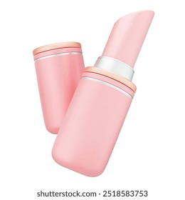 Pastel pink metallic lipsticks in a 3D illustration, isolated object on white background with clipping path, Ideal for beauty makeup and cosmetic concept displays. - Powered by Shutterstock