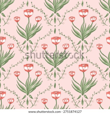 Pastel seamless pattern spring handdrawn 