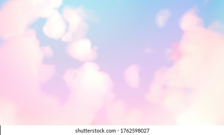 Pastel Sky With Fluffy Clouds. 3d Rendering Picture.