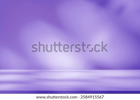Pastel violet smooth background. Composition with monstera leaf shadow on the wall. Mock up for presentation, branding products, cosmetics food or jewellery