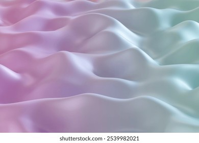 Pastel-colored, wavy gradient background with smooth, flowing texture. Gentle curves creating soft and serene aesthetic. Ideal for backdrops, modern design projects. Abstract backdrop. 3D Illustration