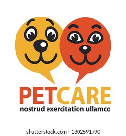 Pat care emblem with dog and cat faces in circles - Powered by Shutterstock