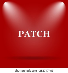 Patch icon. Flat icon on red background. 