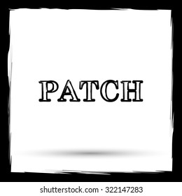 Patch icon. Internet button on white background. Outline design imitating paintbrush.