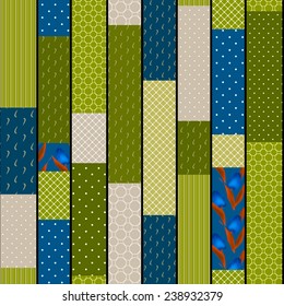 Patchwork design seamless pattern blue green ornament texture background