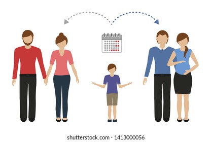 Patchwork Family Time Management Concept Illustartion