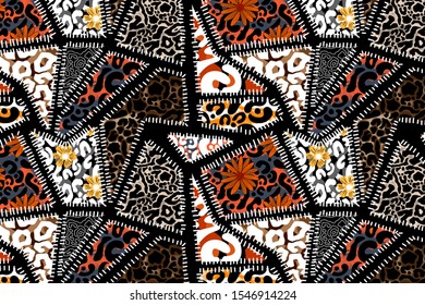 Patchwork leopard and zebra design pattern