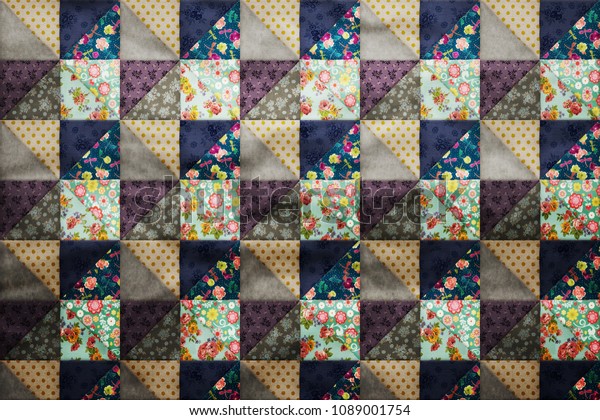 Patchwork Texture Tiles Background Design Effect Stock Illustration 1089001754