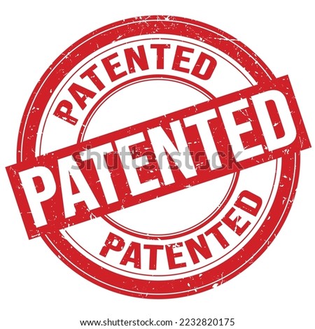 PATENTED text written on red round grungy stamp sign