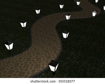 path with lanterns