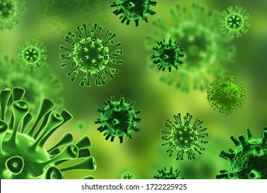 Erreger eines gefährlichen Koronavirus, der in einer realistischen 3D-Visualisierung Epidemien in der ganzen Welt verursacht hat
