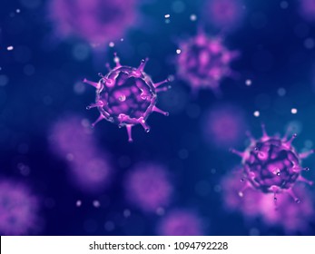 Pathogenic Viruses Infecting Host Cells, Biological Warfare And Global Pandemic Disease, 3d Illustration