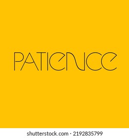 Patience Lettering. Yellow Background Tattoo Design. Wall Frame. Wallpaper. 