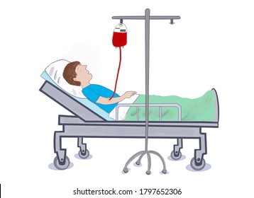 Patient In Hospital Receiving Blood Transfusion