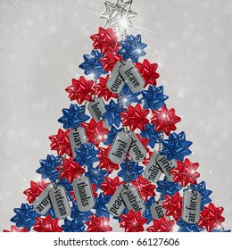 Patriotic Christmas Tree With Military Dog Tags