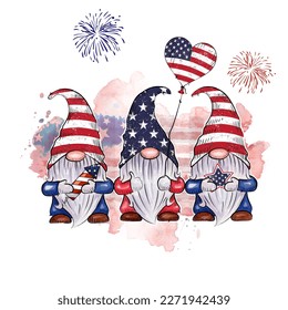 Patriotic gnome 4th of July t-shirt design, American independence day, patriotic, sublimation design - Powered by Shutterstock