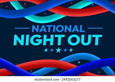 Patriotic National Night Out Wallpaper with soft border lines and typography in the center. - Powered by Shutterstock