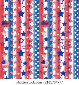 Patriotic Seamless Pattern, USA Independence Day