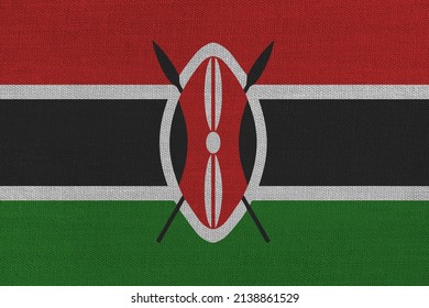 Patriotic Textile Background In Colors Of National Flag. Kenya