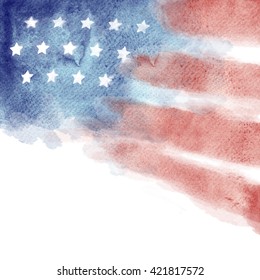 Patriotic Watercolor Red White And Blue Background