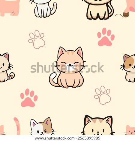 pattern for background of clothes and the like. cute cat pattern