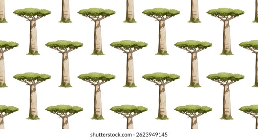 Pattern of baobab trees in a seamless design for nature-themed decor