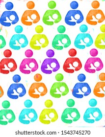 Pattern of breastfeeding international symbol in multiple colors