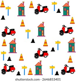 Pattern with cartoon construction vehicles. Construction machinery. stock illustration